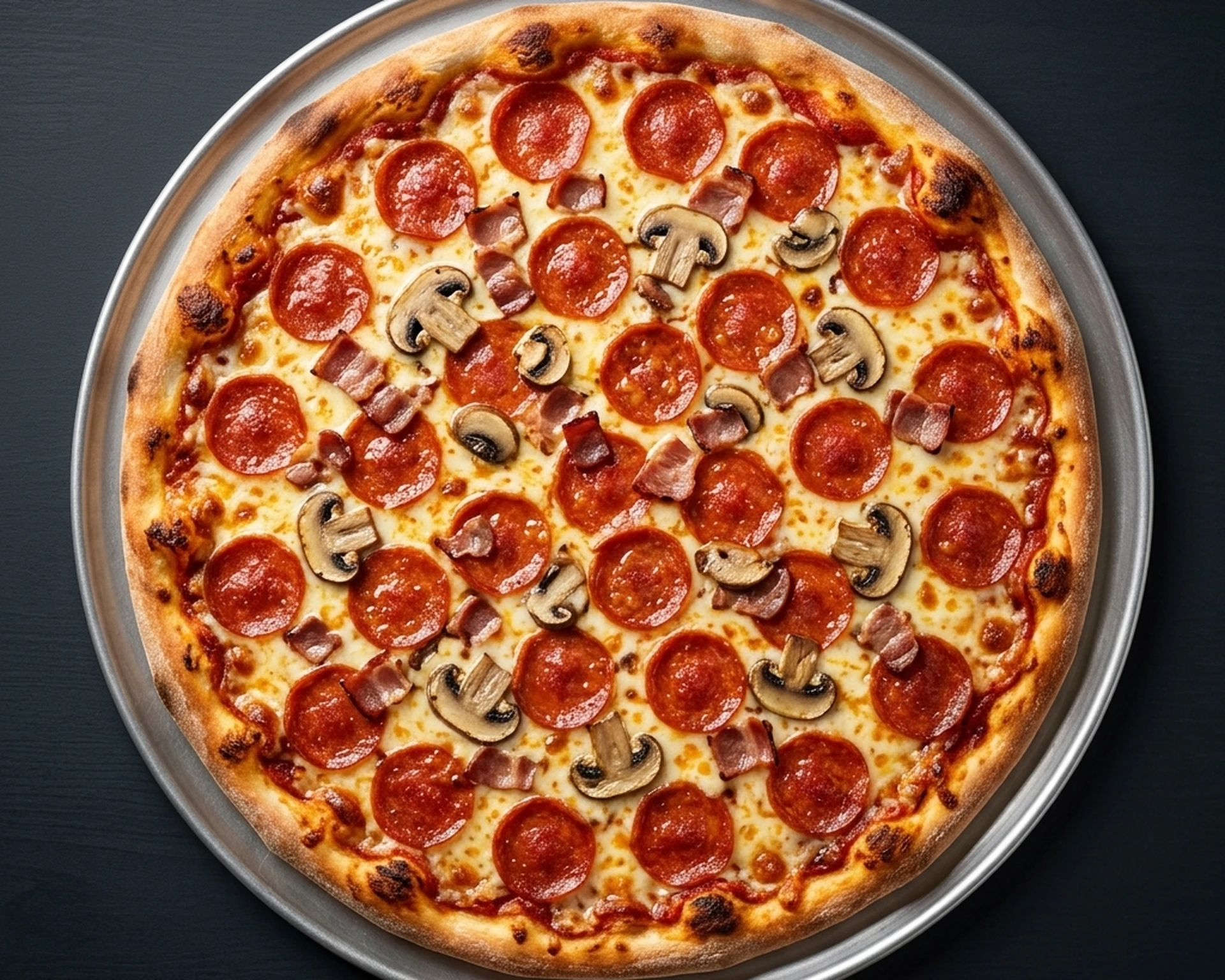 Canadian Pizza with pepperoni, mushrooms and bacon at Canadian Choice Pizza and Donairs Edmonton