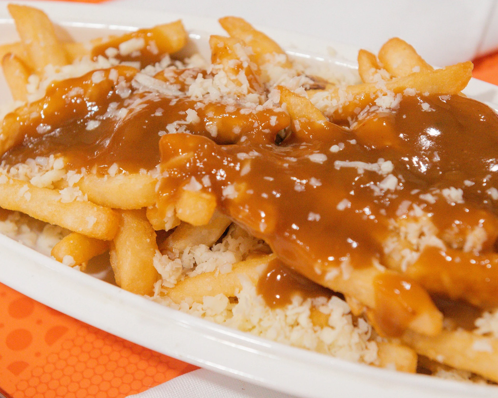 Donair poutine with fries, cheese, gravy and seasoned donair meat in northeast Edmonton